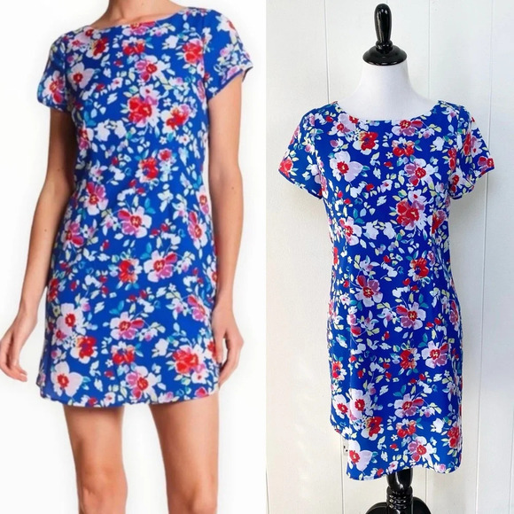 Yumi Kim Dresses & Skirts - Yumi Kim Blue Floral Shift Dress Size Medium Exposed Zip Love Potion Mini #DR710